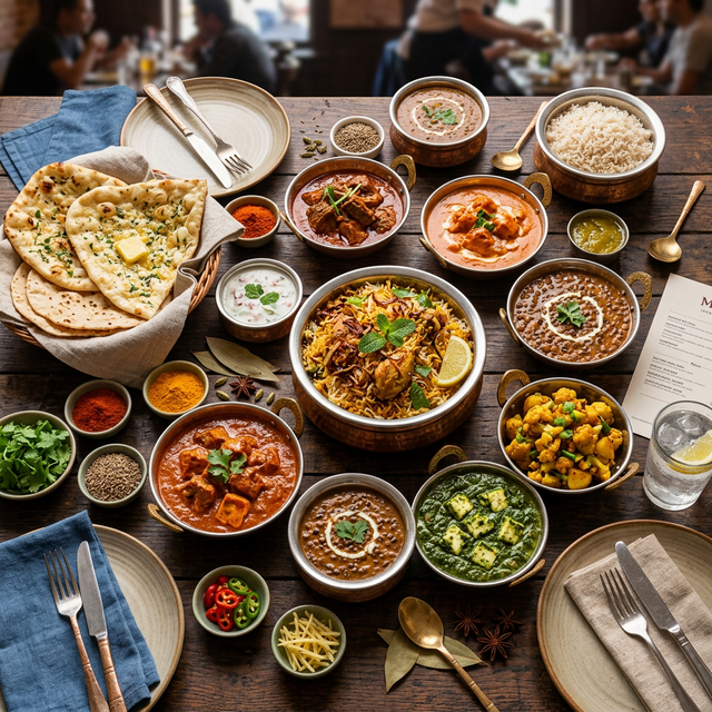 South Asian food spread